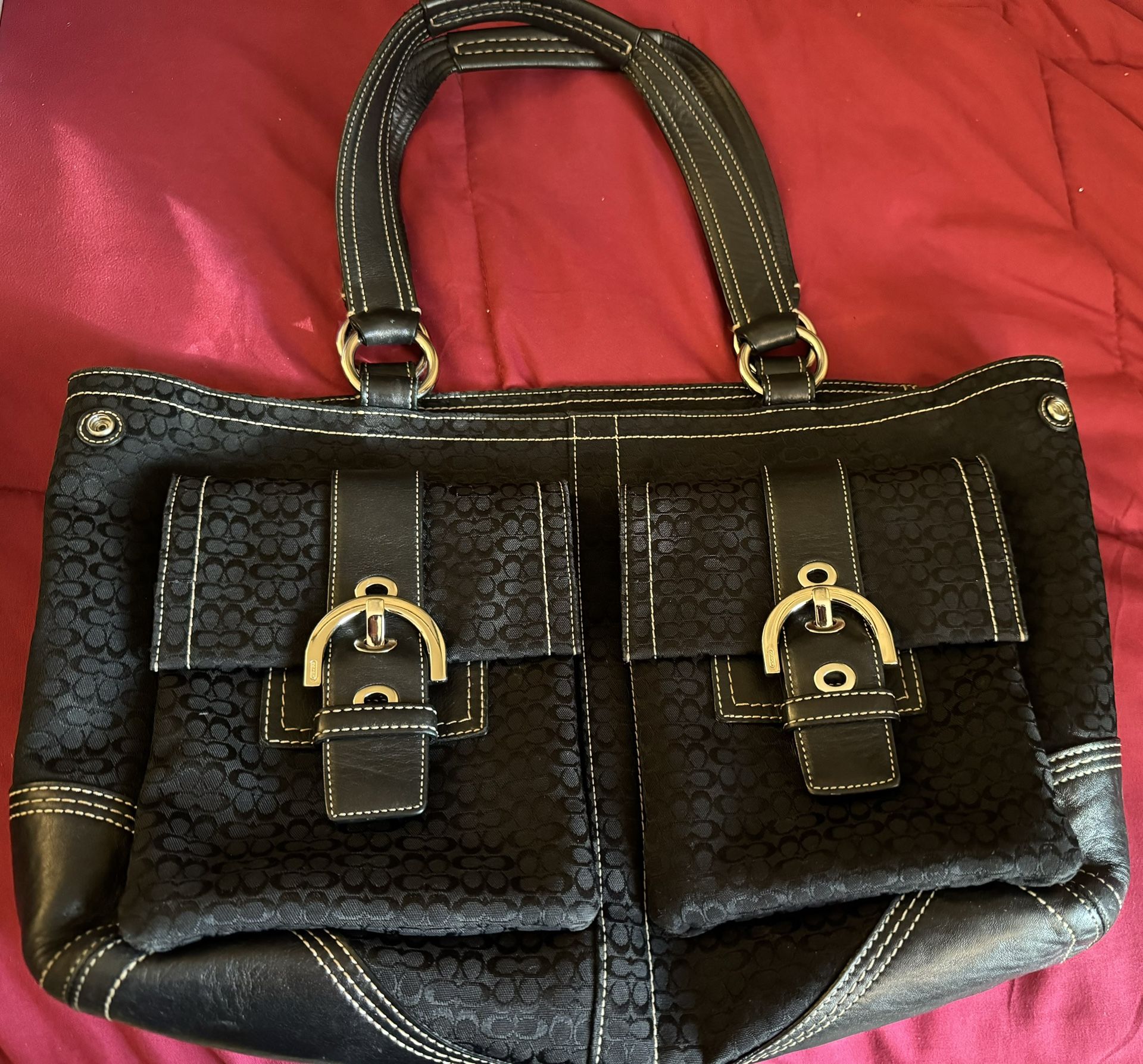 Coach Black Signature Canvas w/ Leather Handles Briefcase