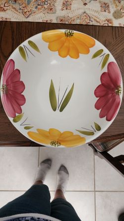 Large Floral Ceramic Serving Bowl