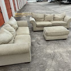 3 Piece Tan Sofa set And Ottoman**FREE DELIVERY**