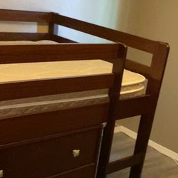 Kids Twin Loft Bed With Small Desk, Drawers And Shelves 