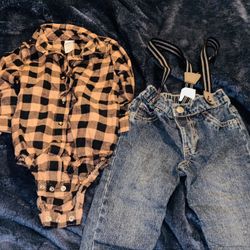 Toddler Plaid Shirt And Jeans