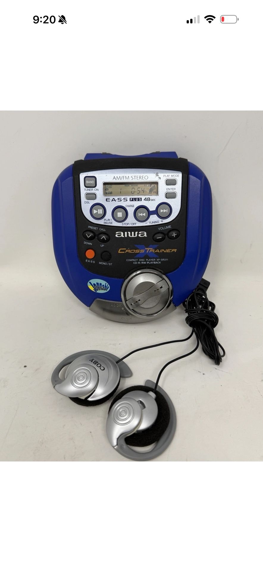 Aiwa Cross Trainer XP-SR311 Portable CD Player + AM/FM Digital Tuner Working