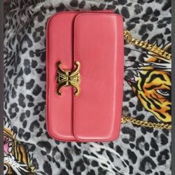 Celine Triomphe chain leather crossbody bag