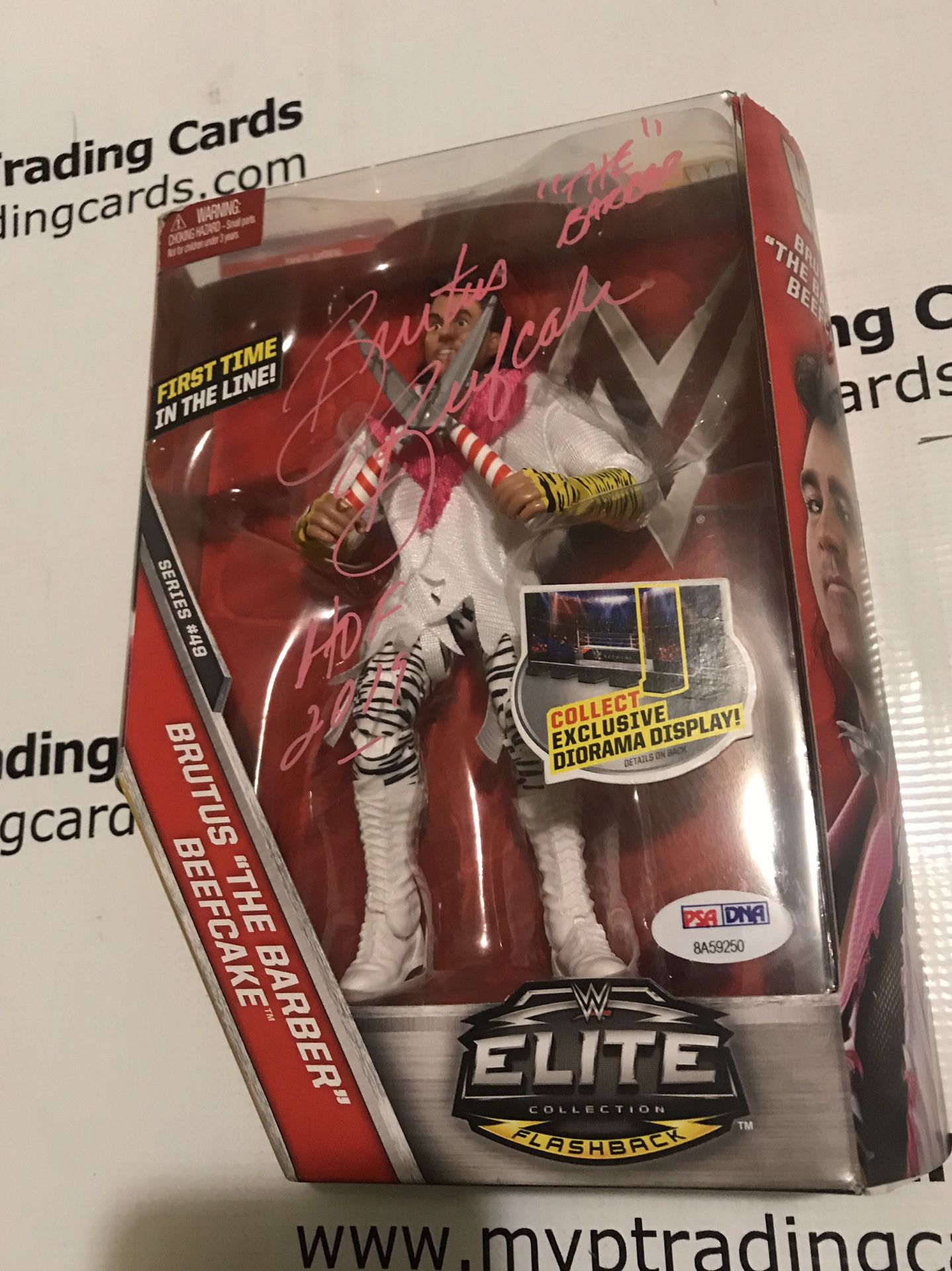 PSA/DNA Authentic Brutus Beefcake Signed Elite Flashback Action Figure w/ HOF Inscription