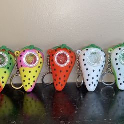 3” silicone Strawberry Pipe Keychain