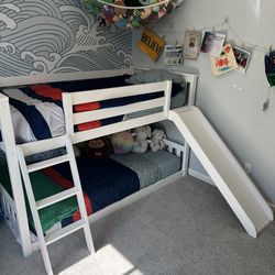 Twin Bunk Beds with Slide and Ladder