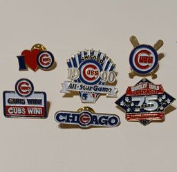 Chicago Cubs Vintage (1989) Goldtone 6Pc. Collector's Pin Set by UNOCAL76 MINT CONDITION! Please read description.