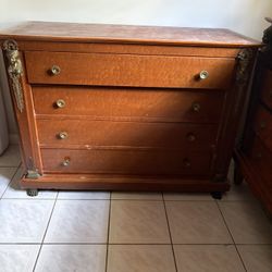 Vintage Dresser With Authentic Marble Counter Tops 