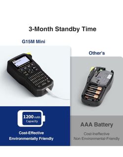 489^ SUPVAN G15M Mini Portable Label Maker Machine with Heat Shrink Tube, Rechargeable 1200mAh Battery Thermal Transfer Printer, Compatible with Multi