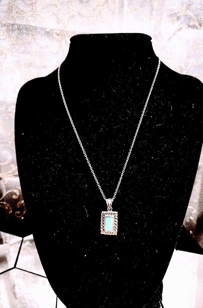 925 Sterling Silver Turquoise Victorian Pendant
