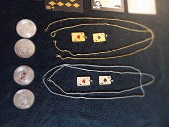 Ace of spades Ace of heart novelty with a chain
