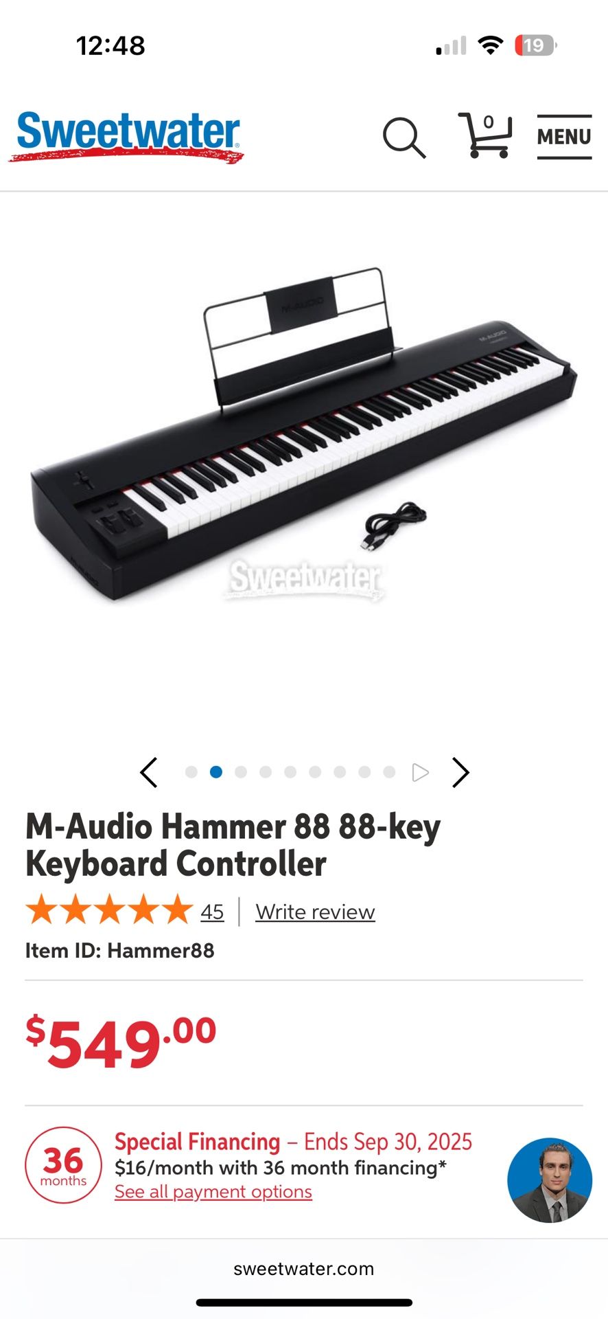 M-Audio Hammer 88 – 88-Key Weighted MIDI Controller