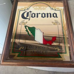 Framed Corona mirror 16”x20” 