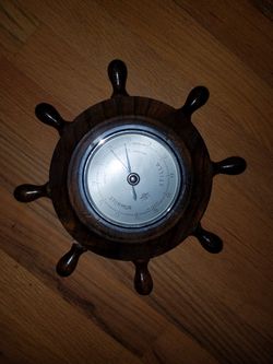Weather station - made on England - nautical theme - ships wheel from Iceland