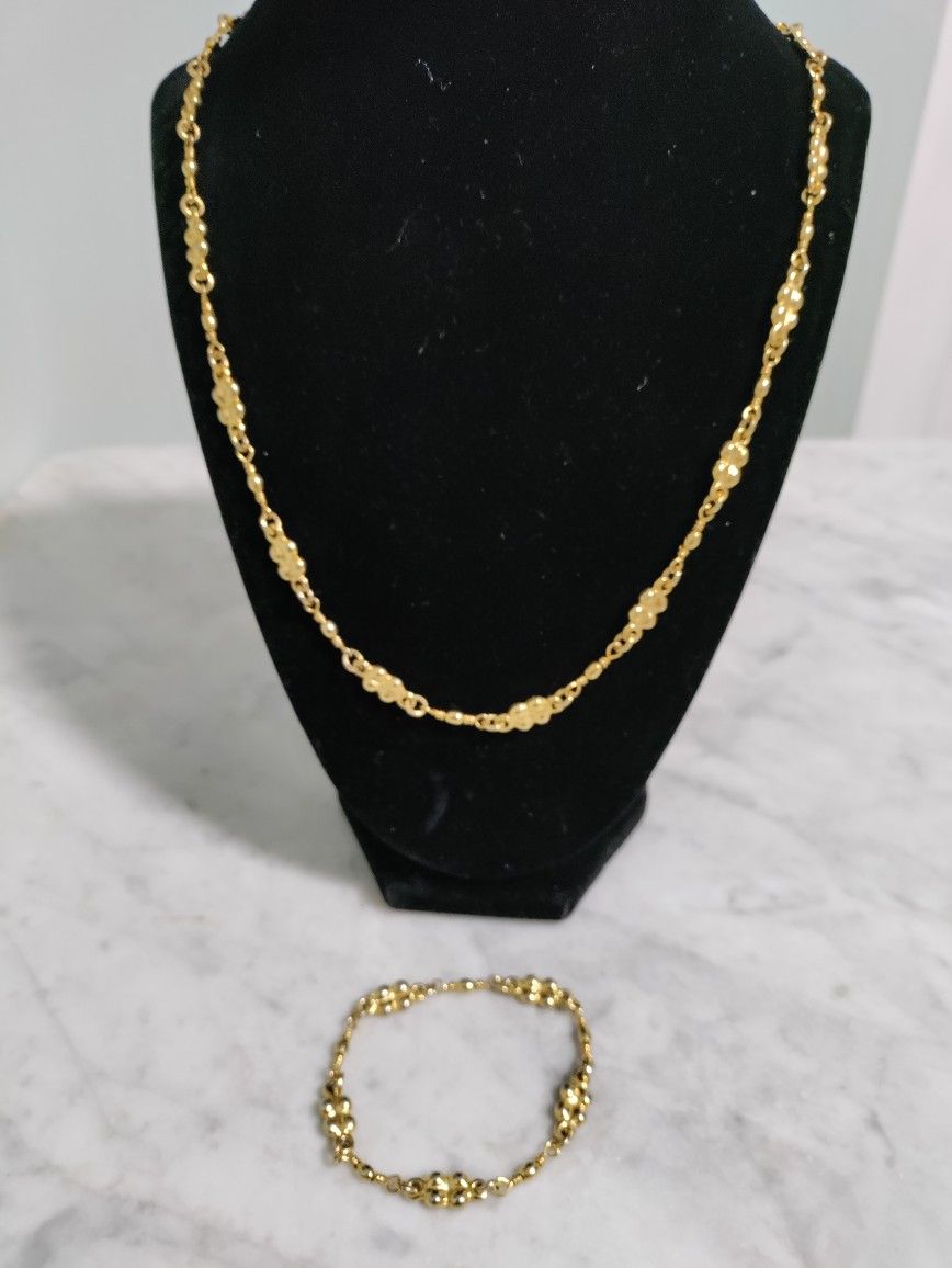 Vintage 24kt Gold Tone Necklace/Bracelet Set