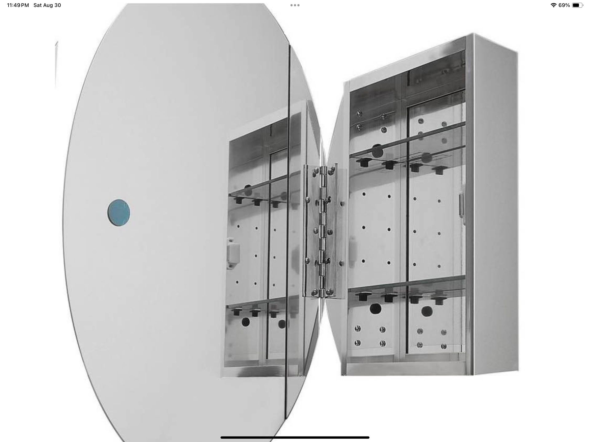 Hola mi gente tengo este espejo para su bano nuevo en caja estoy en hesperia muy bonito 24 in. W x 36 in. H Oval Medicine Cabinet