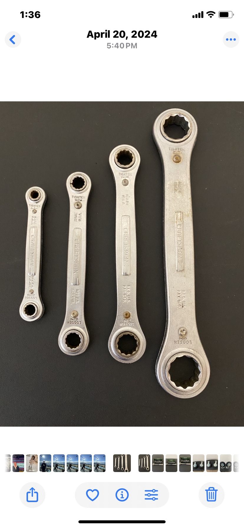 Vintage Craftsman Ratcheting Box Wrench Set
