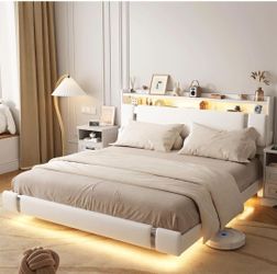Floating king bed with Storage