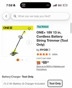 Ryobi ONE+ 18V 13in Cordless String Trimmer