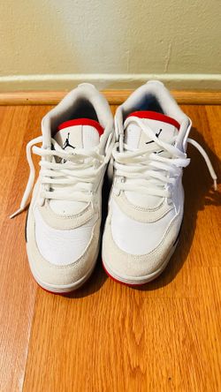 White and red nike jordan sneakers