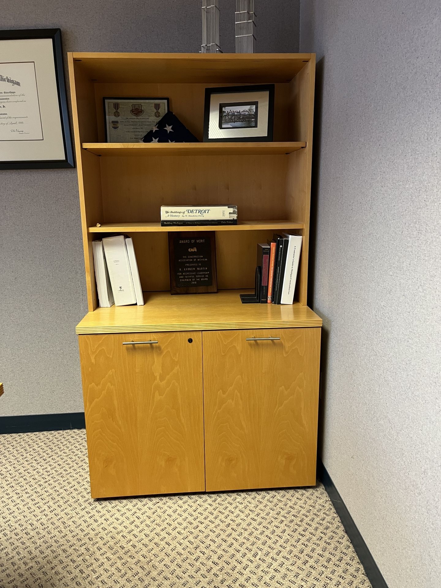 2 - Maple Bookcases with Storage