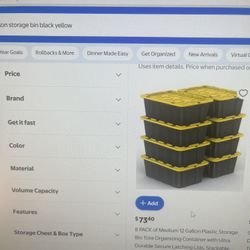 Yellow Black Storage Bins