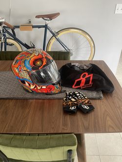 Never Used- Icon Barong Airframe Pro Helmet + Gloves for