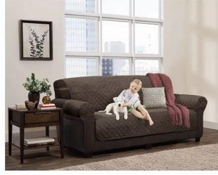 Zenna Home Smart Fit Reversible 3. Piece Faux Suede Sofa Cover in Mocha