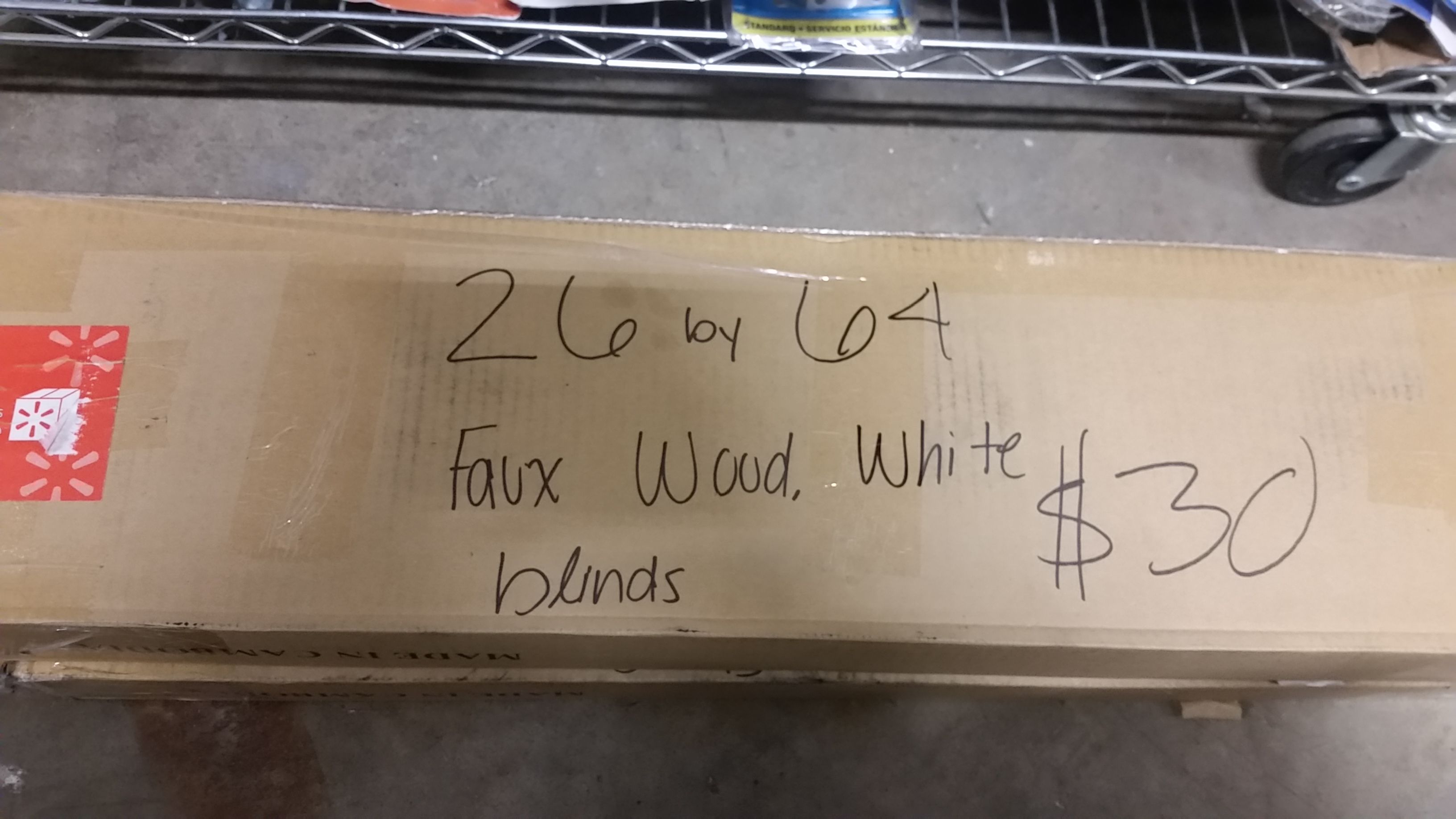 2. 26 x 64 faux wood white blinds