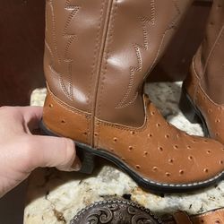 Toddler Ostrich Western Leather Boots Size 9/10 and Belt 