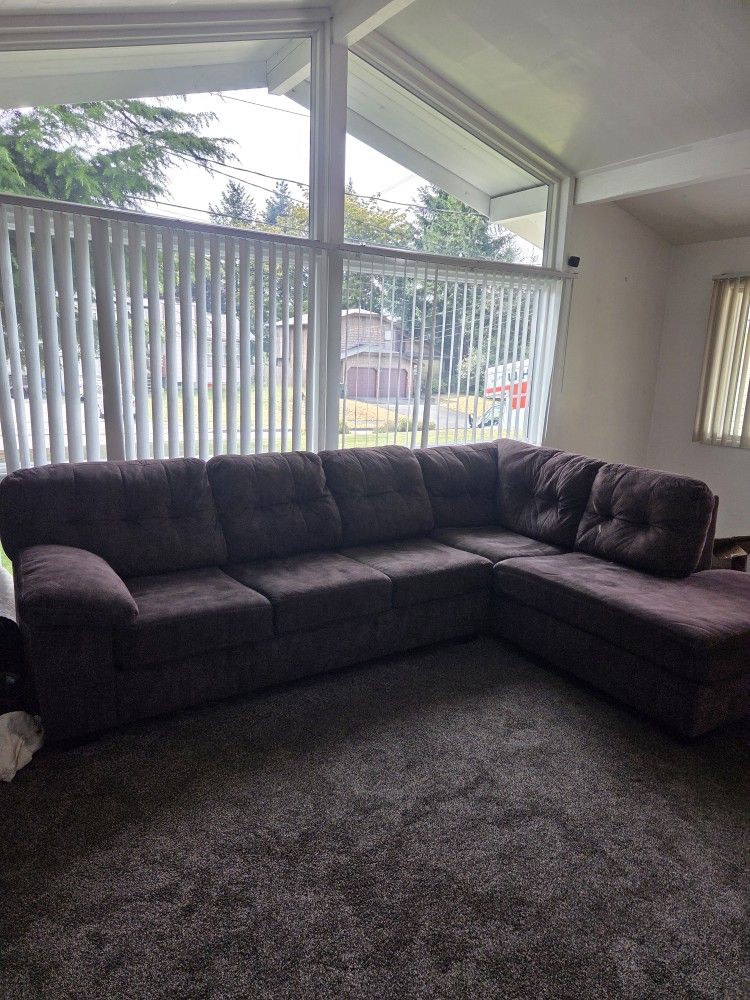 Brown Two Section Couch