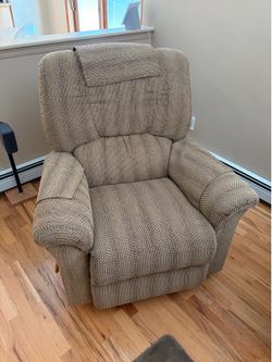 Tan Herringbone Fabric Recliner Chair - Clean & Comfy