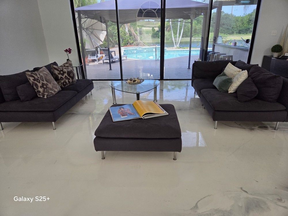 Modern IKEA Sectional With Ottoman
