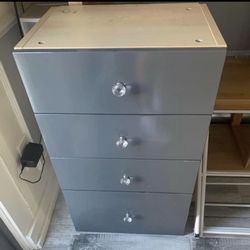 Ikea Retired 4 Drawer Storage Gray Added Crystal Knobs