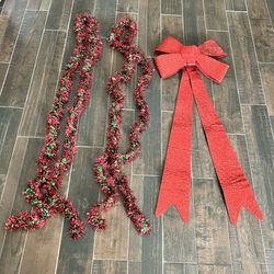 Large Sequin Christmas Bow & Garland Bundle