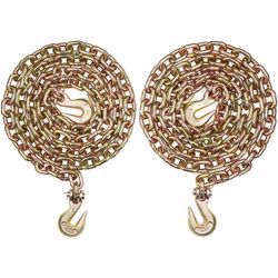 G80 Transport Binder Chain, 3/8" x 10.3' 2-Pack Tow Chain with Clevis Grab Hooks,