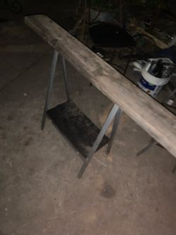Metal Sawhorse with Wood Plank Set of 2