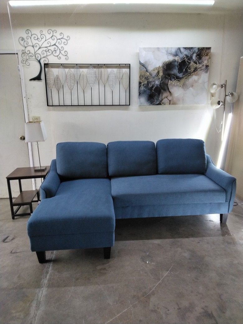 Blue L Shape Couch Bed Sectional 
