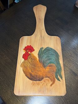 Hand-Painted Rooster Wooden Cutting Board