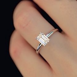 NEW! 1CTW. Emerald Cut Solitaire, Certified Moissanite Diamond Engagement Ring, Please See Details 🌹