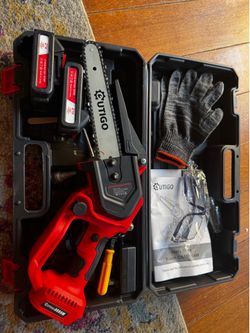 Brand New] 8-inch Cordless Mini Chainsaw Kit with 2x 21V Batteries & Case