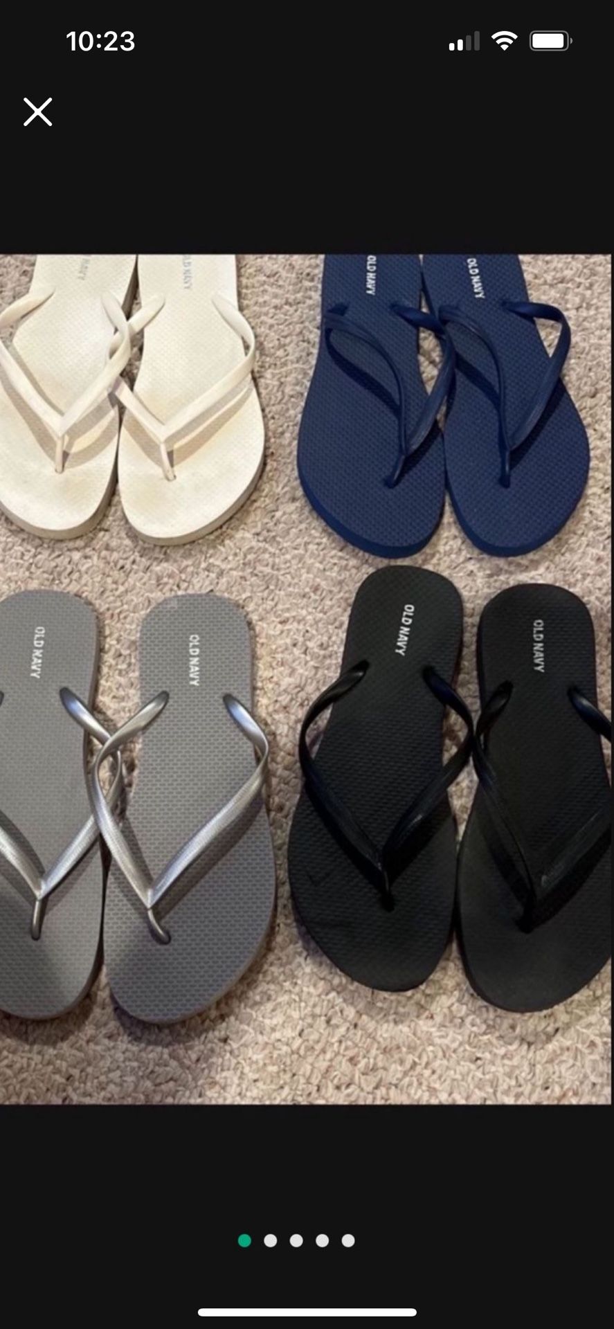 Flip Flops (Old Navy - barely worn 9/10 - all 4 for 15.00 dollars)