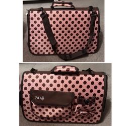 PET LIFE Polkadot Pet Carrier w/ Adjustable Shoulder Strap — AIRLINE APPROVED