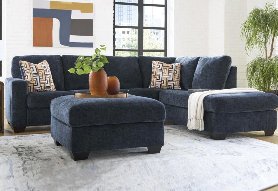 Elegant Blue Sectional – Brand New Premium Quality No Credit Needed