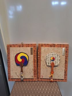 Vintage Korean Traditional Fan Wall Decor