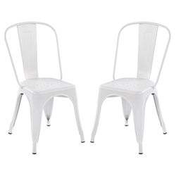 Open Box Homy Casa KRICOX White Dining Chair Set "17.7'' W x 20.1'' D x 33.1'' H" for Kitchen and Dining Room