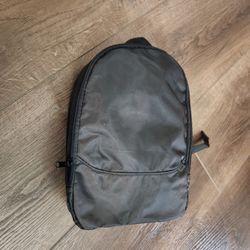 New small size black zippered nylon backpack, 11"×9"×3.5"