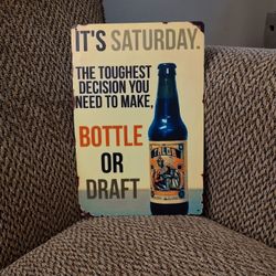METAL BAR SIGN.  12" X 8".  NEW.  PICKUP ONLY.