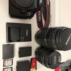 Canon Rebel T7 + canon 18-55 mm + canon 70-300mm + accessories