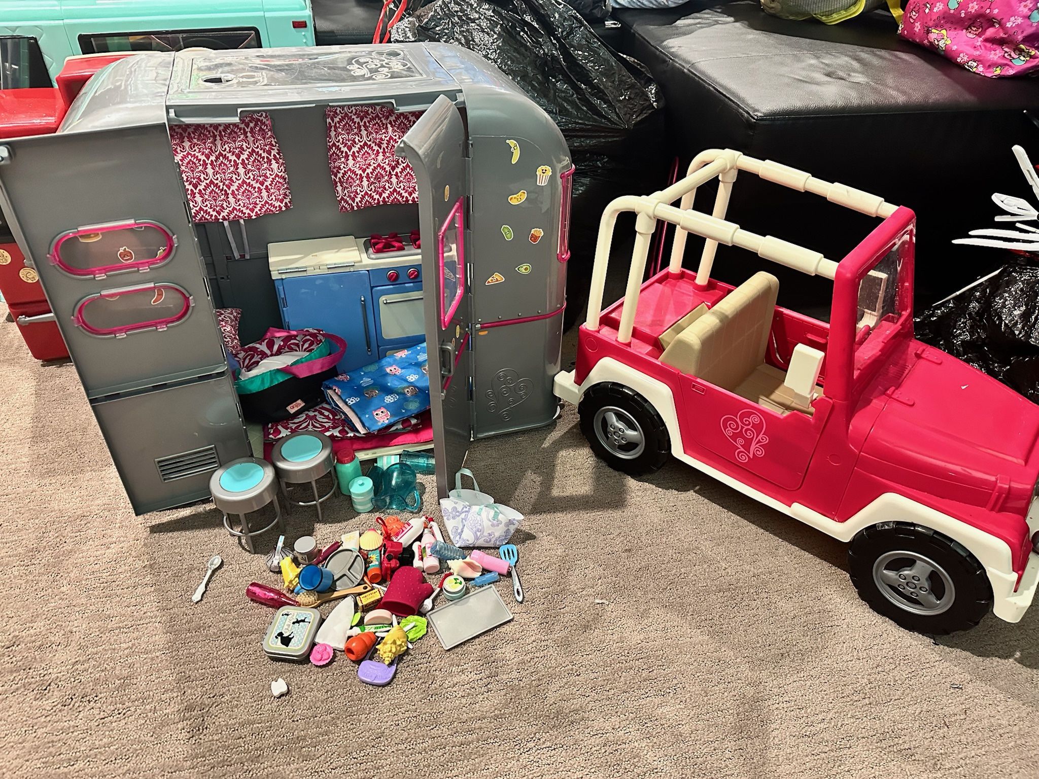 Our Generation RV Camper Travel Trailer and Jeep